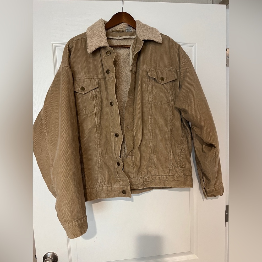 Vintage Tan Corduroy Jacket with Sherpa Lining Men’s XL